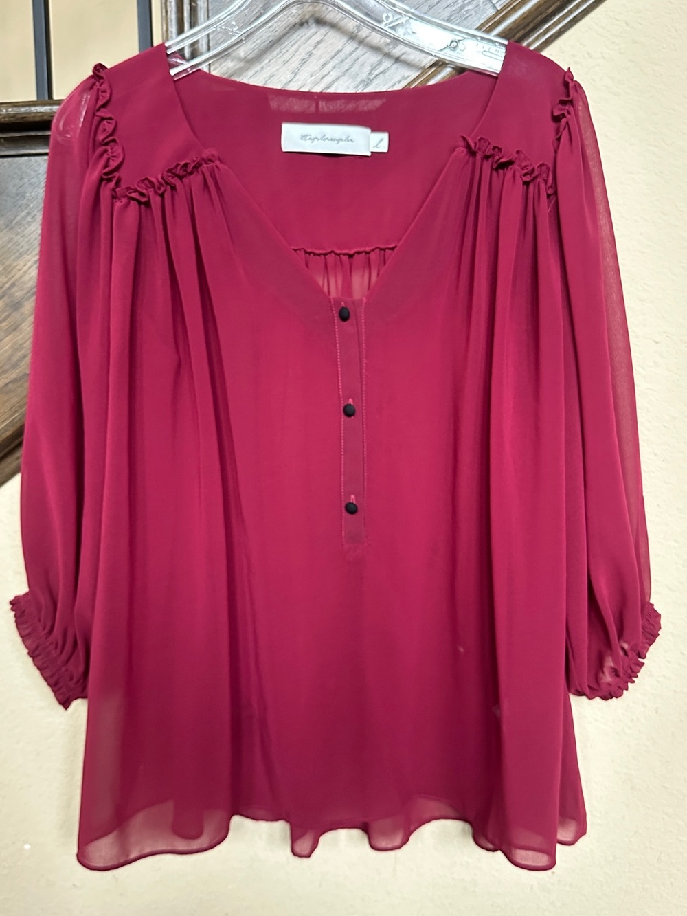 TBags Los Angeles Blouse Flowy Fuchsia Dark Pink Large L - Perfect